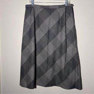Vintage Women’s Pendleton Gray Plaid A-Line Wool Midi Skirt Size 16